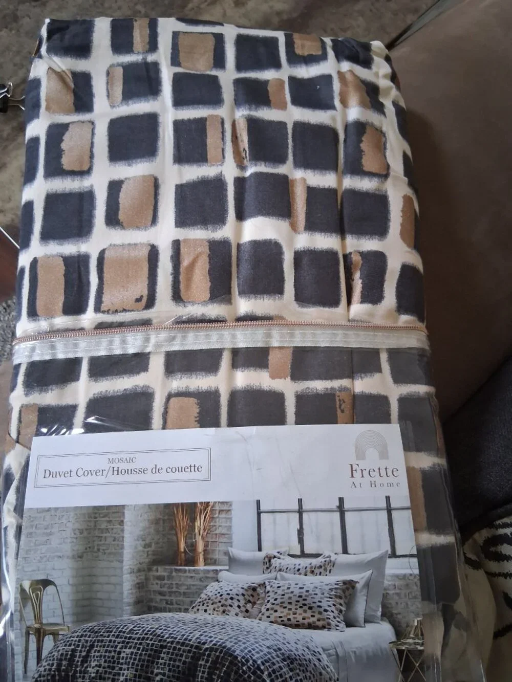 NEW Frette At Home Mosaic Queen Reversible Duvet Cover ONLY